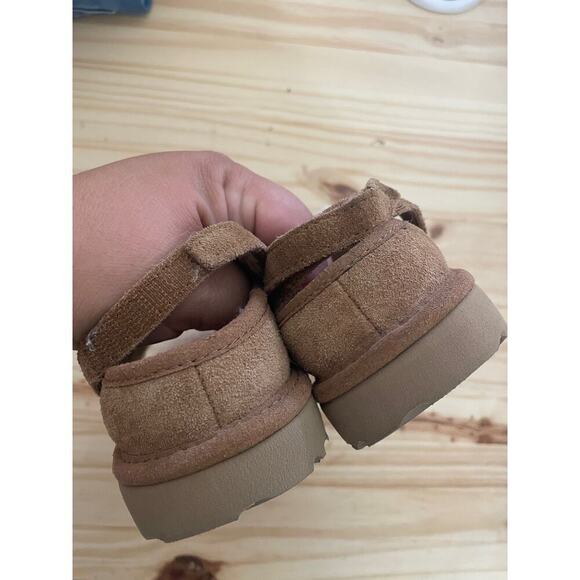 Ugg Unisex Toddler Size 12 Suede Slipper Slide Slip On Brown White - Picture 3 of 7